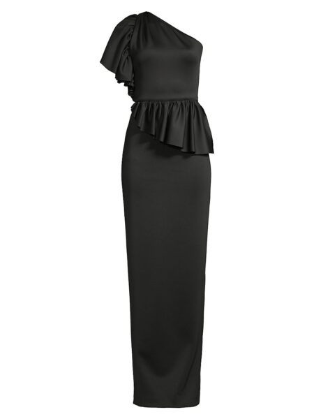 Women's Noble One-Shoulder Column Gown Black   