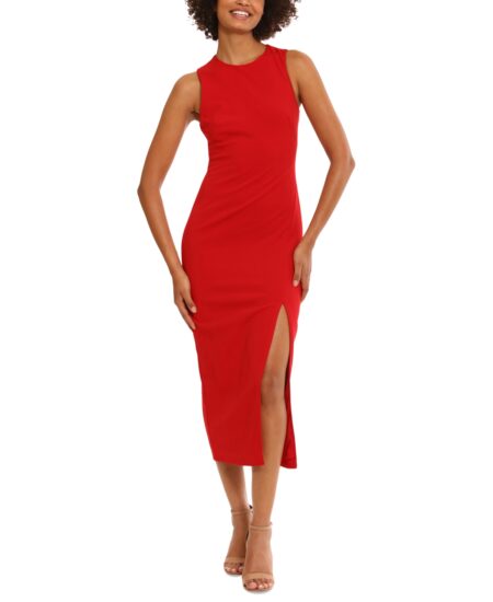  Women's Side-Slit Cutout-Back Dress Barbados Cherry