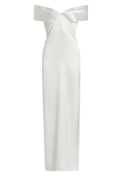 Women's Silk Off-The-Shoulder Gown Ivory   