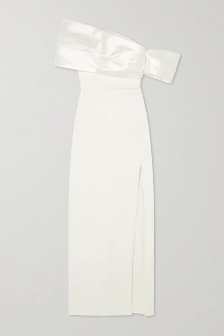   Alexis Off-the-shoulder Crepe And Satin-twill Gown Cream