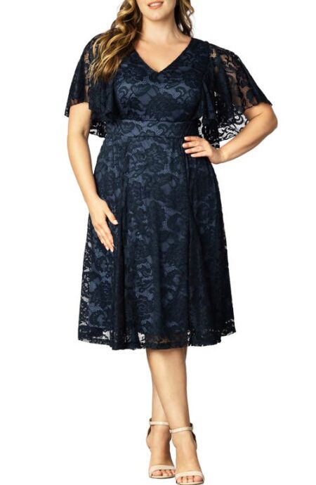  Camille Lace Midi Cocktail Dress in Twilight Blue at Nordstrom   