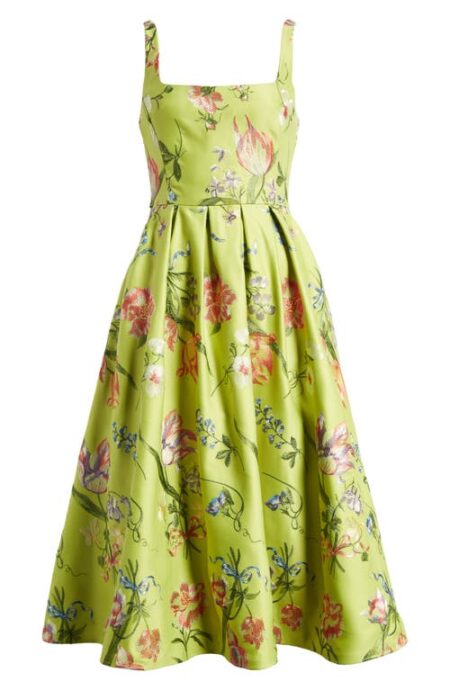  Embroidered Sleeveless Fit & Flare Dress in Spring Green Multi at Nordstrom   