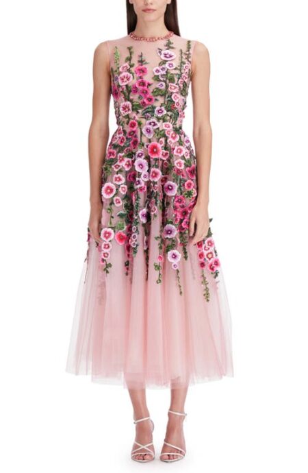  Hollyhock Embroidered Sleeveless Chiffon Cocktail Dress in Dark Rose Multi at Nordstrom   