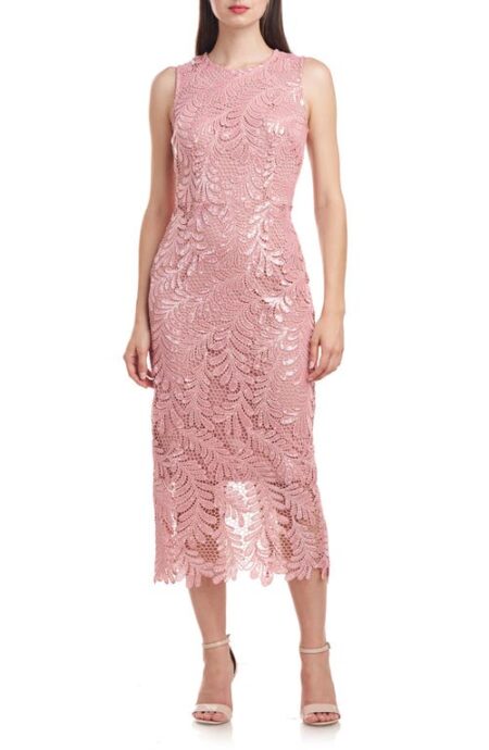  Jo Sequin Lace Cocktail Midi Dress in Blush at Nordstrom   