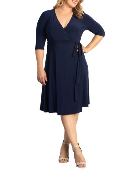  Plus  Essential Wrap Dress with / Sleeves Nouveau navy