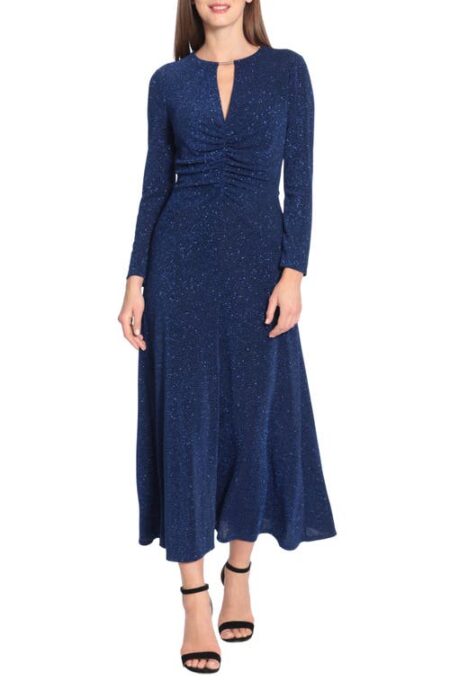  Keyhole Neck Long Sleeve Cocktail Dress in Navy at Nordstrom   
