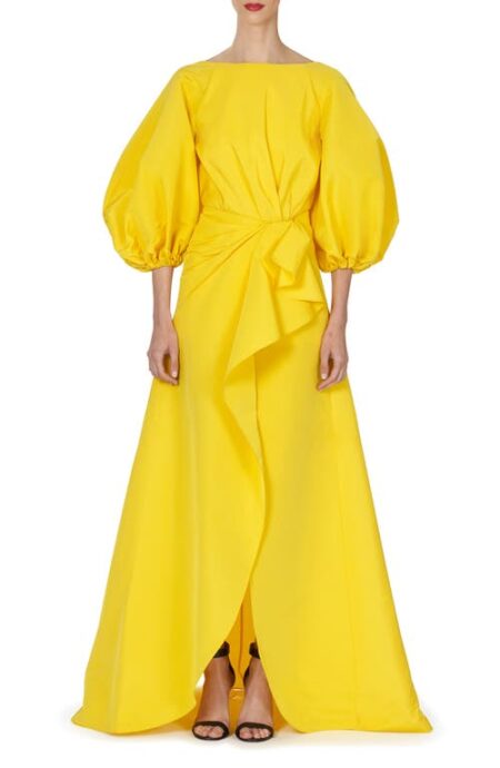  Shirred Puff Sleeve Silk Sarong Gown in Taxi Cab at Nordstrom   