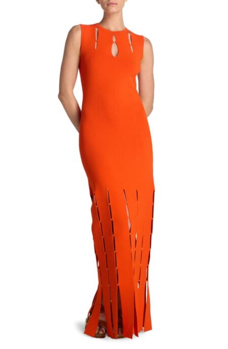  Slit Detail Sleeveless Knit Gown in Persimmon at Nordstrom  Large