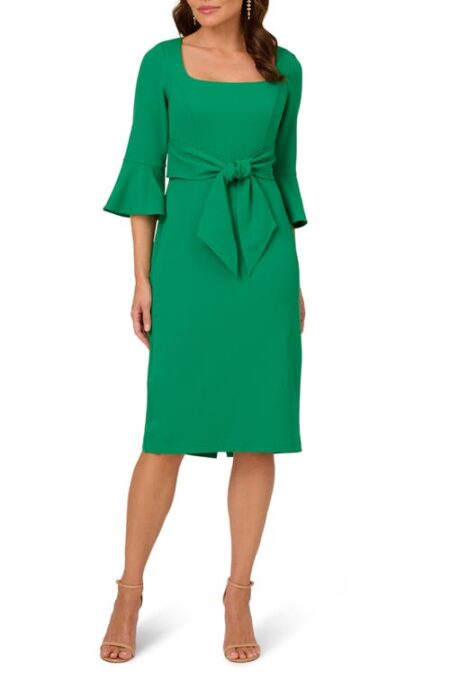  Tie Front Sheath Dress in Vivid Green at Nordstrom   