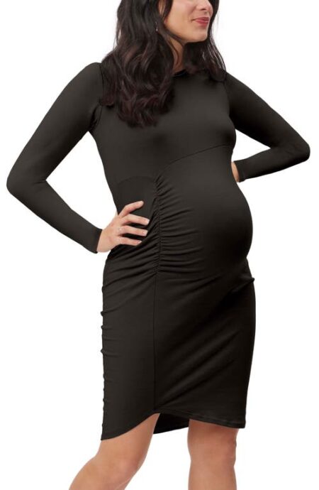  Uptown Long Sleeve Maternity Dress in Black at Nordstrom  Small