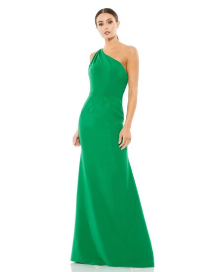  Women's Ieena One Shoulder Jersey Mermaid Gown Emerald
