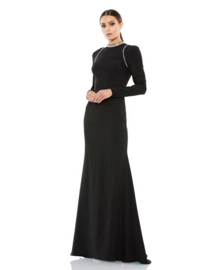 Women's Ieena Raglan Long Sleeve High Neck Gown Black