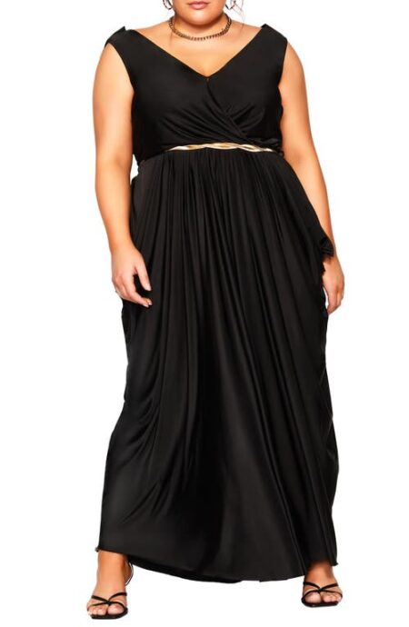 Athena Belted Gown in Black at Nordstrom