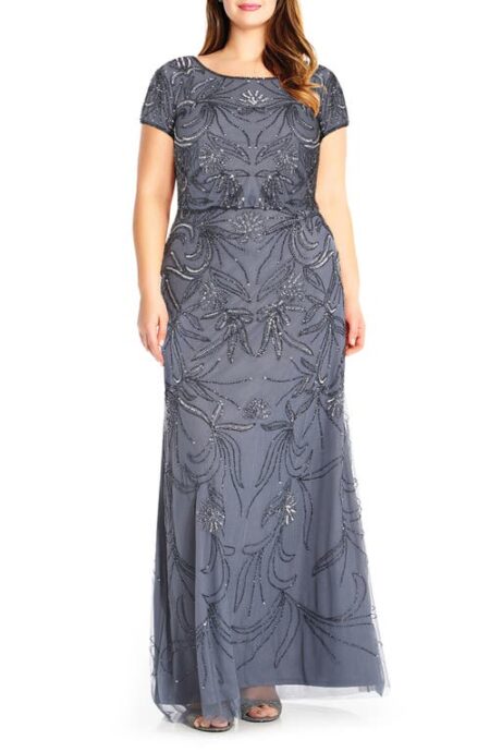  Beaded Gown in Dusty Blue at Nordstrom   W
