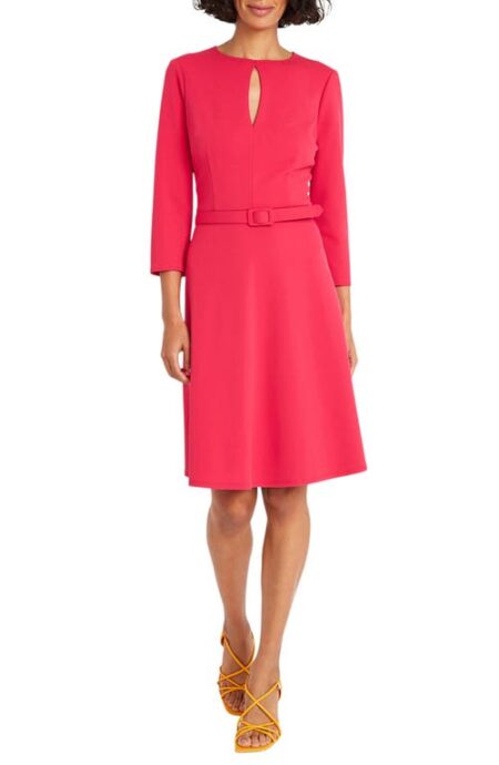  Belted Cutout Neck Dress in Rosebud at Nordstrom   