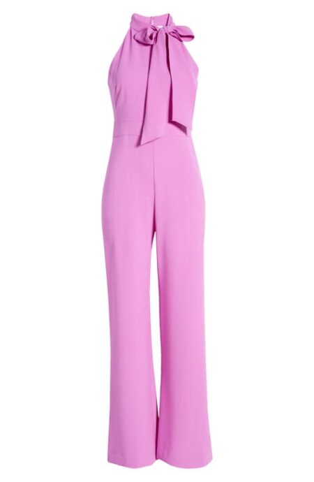 Bow Sleeeveless Crepe Jumpsuit in Violet at Nordstrom   