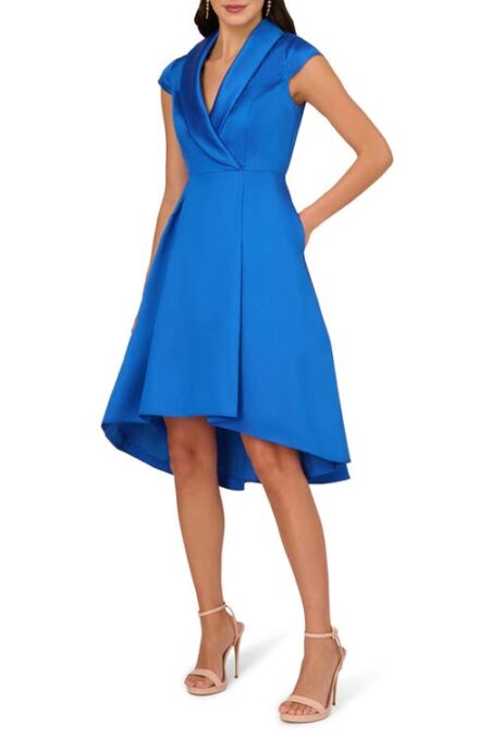  Box Pleat High-Low Mikado Dress in Ultra Blue at Nordstrom   