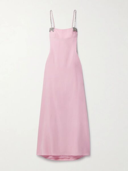   Crystal-embellished Silk-crepe Gown Pink