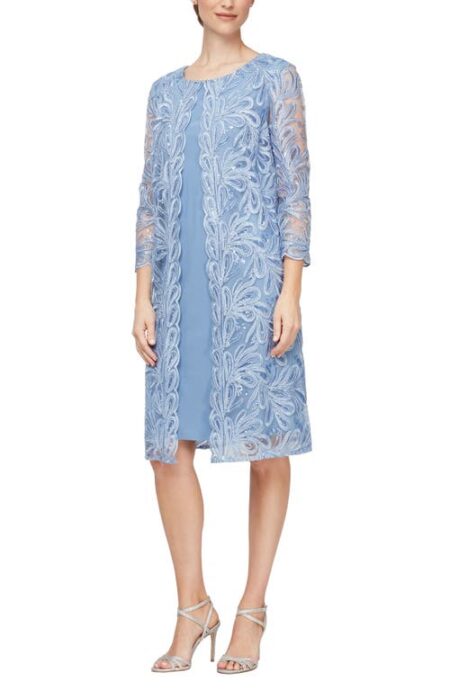  Embroidered Mock Jacket Cocktail Dress in Periwinkle at Nordstrom   