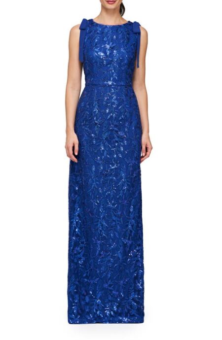  Khloe Sequin Embroidered Column Gown in Blueberry at Nordstrom   