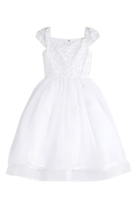  Kids' Lace Appliqué First Communion Dress in White at Nordstrom   