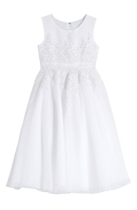  Kids' Sequin Embroidered First Communion Dress in White at Nordstrom   