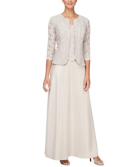  Lace Jacket & Lace-Top Gown Taupe