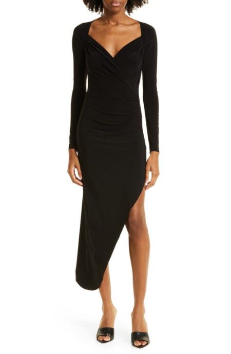  Long Sleeve Asymmetric Hem Cocktail Dress in Black at Nordstrom  Xx-Small