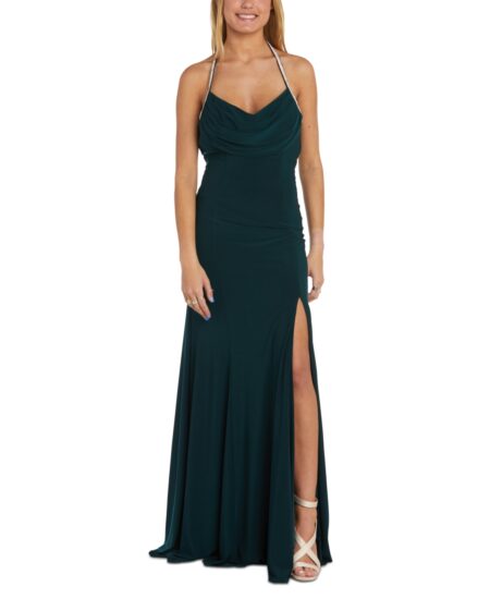 Morgan & Company Juniors' Embellished-Strap Jersey Gown Hunter