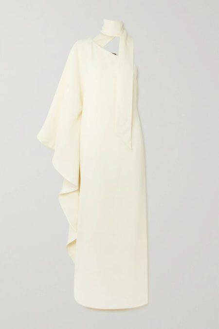   + Net Sustain Ubud One-shoulder Ruffled Crepe Gown Ivory