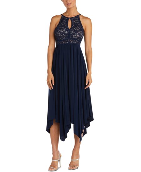 Nightway Lace Fit & Flare Dress Navy Blue