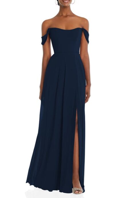  Off the Shoulder Evening Gown in Midnight Navy at Nordstrom   
