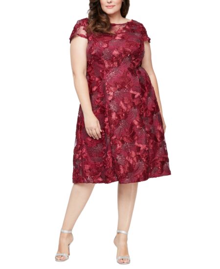  Plus  Lace A-Line Dress Cranberry