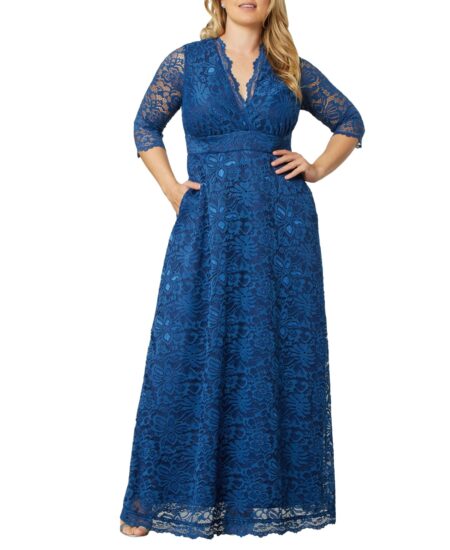  Plus  Maria Lace Evening Gown Nocturnal navy