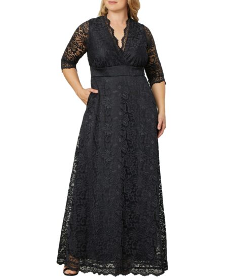  Plus  Maria Lace Evening Gown Onyx