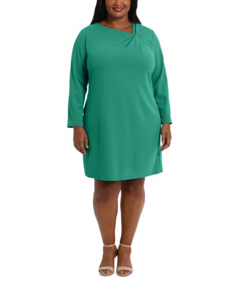  Plus  Twist-Neck Scuba-Crepe Dress Green
