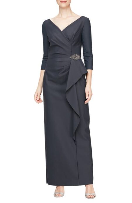  Ruched Column Gown in Charcoal at Nordstrom   