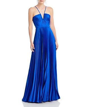  Satin Pleated Gown