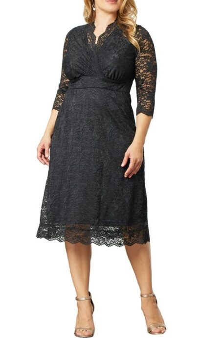  Scalloped Boudoir Lace Sheath Dress in Onyx at Nordstrom   