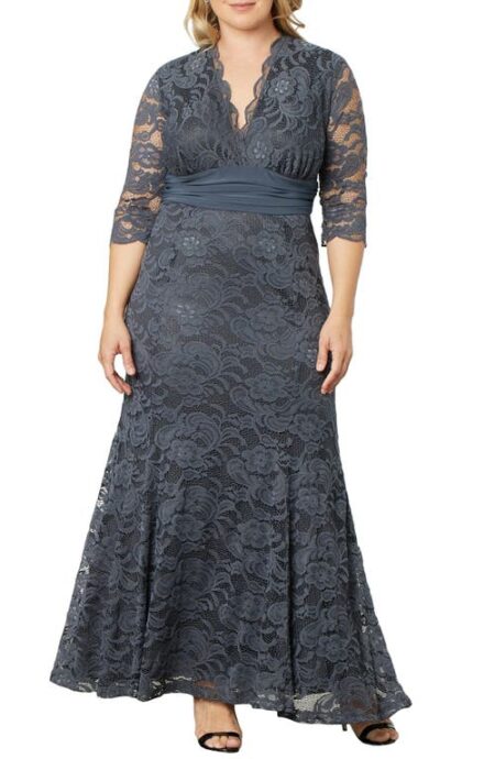  Screen Siren Lace Gown in Twilight Grey at Nordstrom   