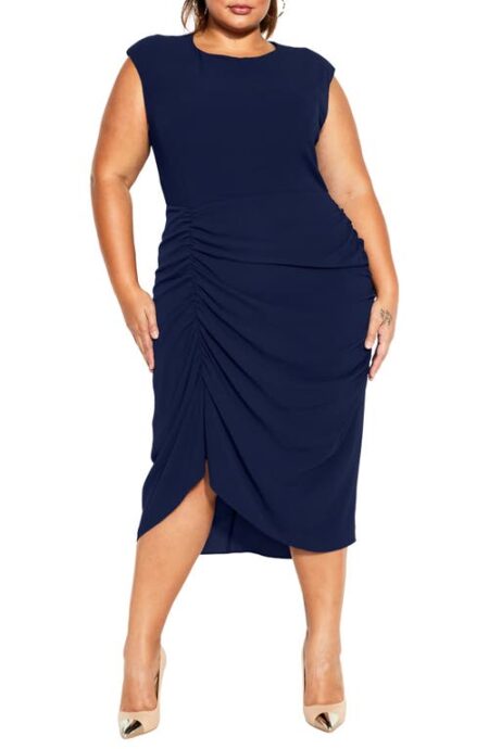  Side Ruched Sheath Dress in Navy at Nordstrom   