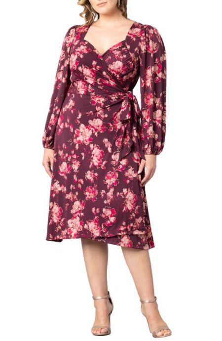  Soicialite Sweetheart Neck Wrap Dress in Shimmering Sangria Blooms at Nordstrom   