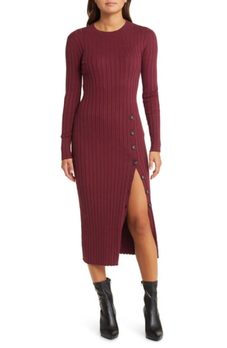  Women's Button Sweater Midi Dress in Burgundy London at Nordstrom  Large