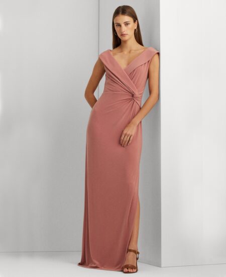  Women's Jersey Off-the-Shoulder Gown Pink Mahogany