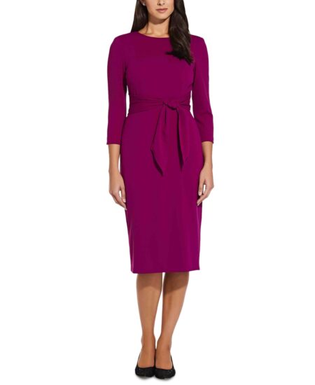  Women's Tie-Front / -Sleeve Crepe Knit Dress Wildberry