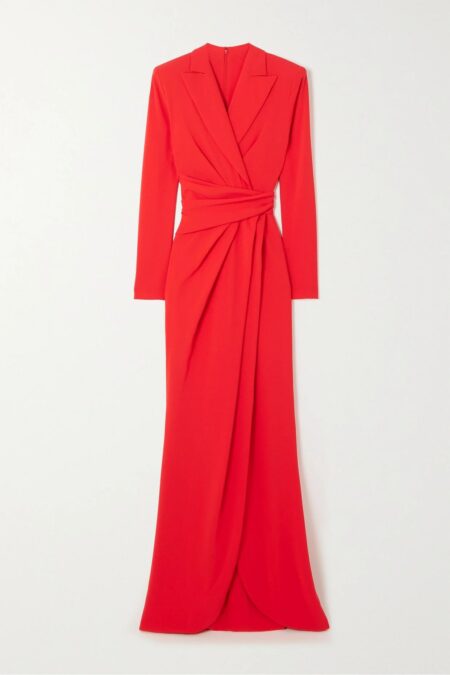   Wrap-effect Draped Crepe Gown Red