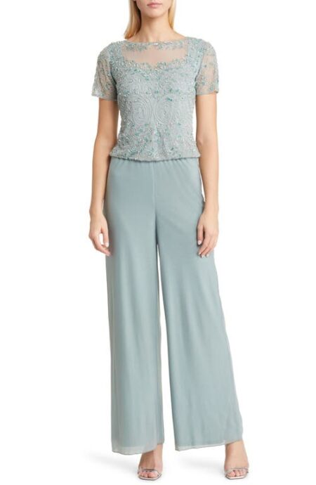  Beaded Mock Two-Piece Jumpsuit in Sage at Nordstrom   