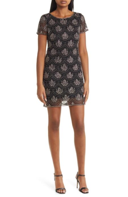  Beaded Shift Cocktail Dress in Black at Nordstrom   
