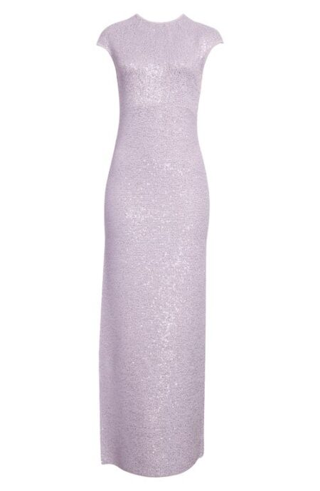  Cap Sleeve Sequin Knit Gown in Dusty Lavender at Nordstrom  Large