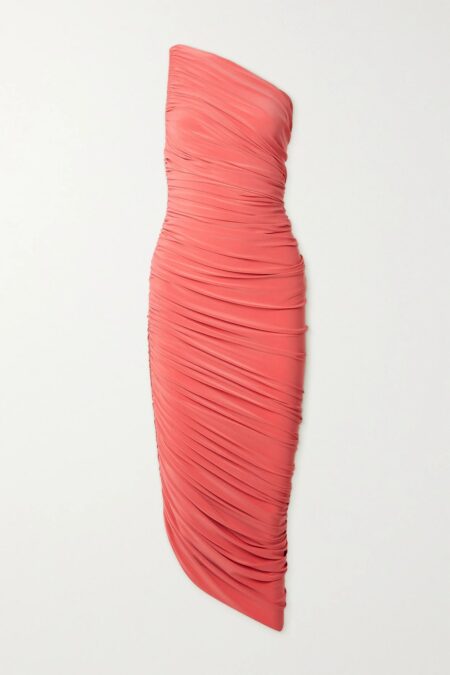   Diana One-shoulder Ruched Stretch-jersey Gown Pink